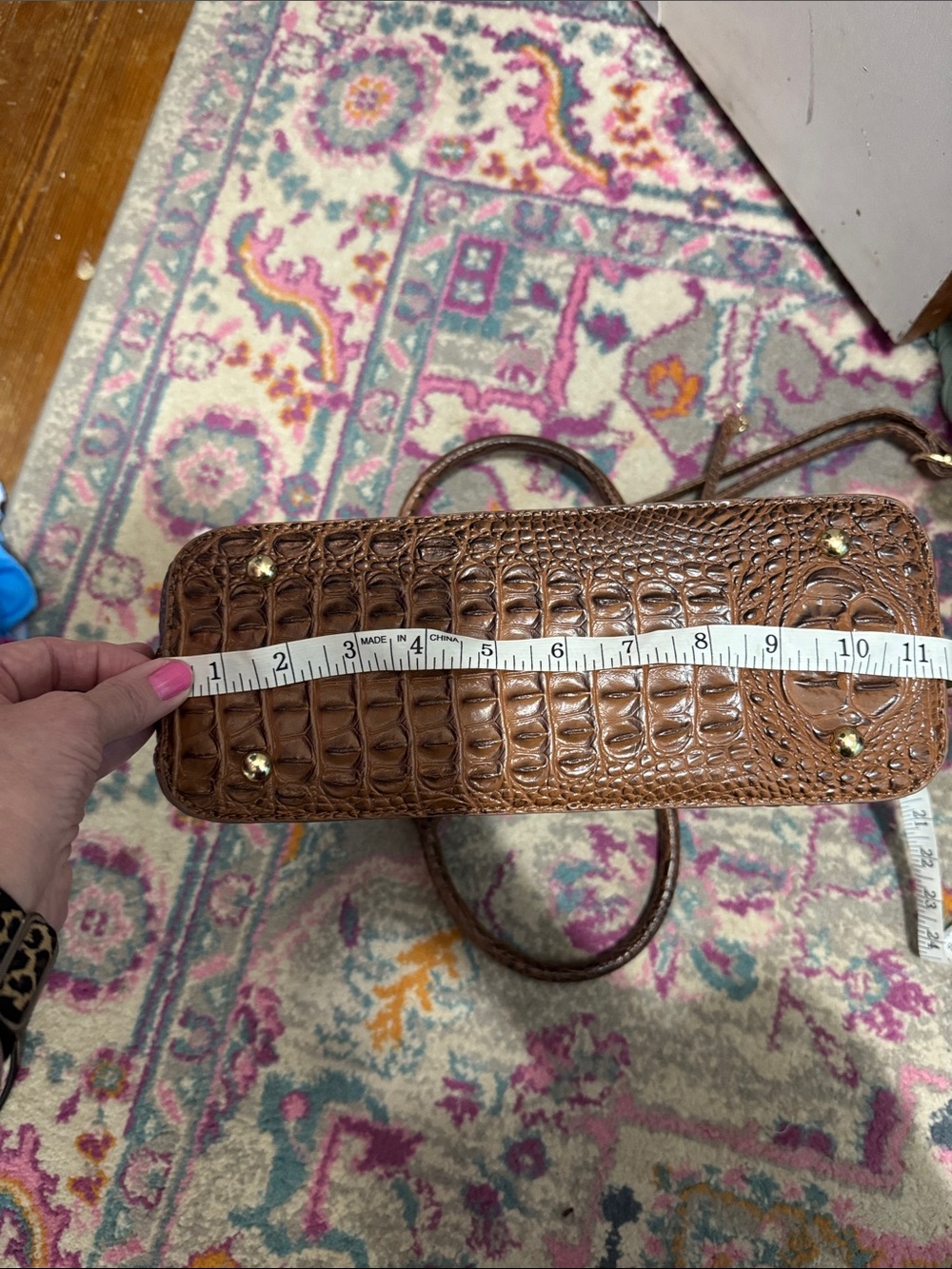 Source Unknown Brown Croc-Embossed Leather Shoulder Bag - Picture 7 of 9